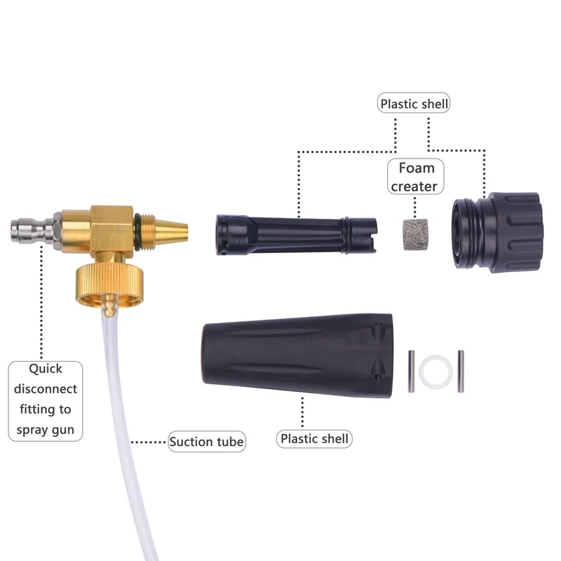 

Pressure Washer Jet Wash Quick Release Snow Foam Lance, Foam Cannon,1L Bottle,5 Pressure Washer Nozzles For Cleaning 1/4 Inch