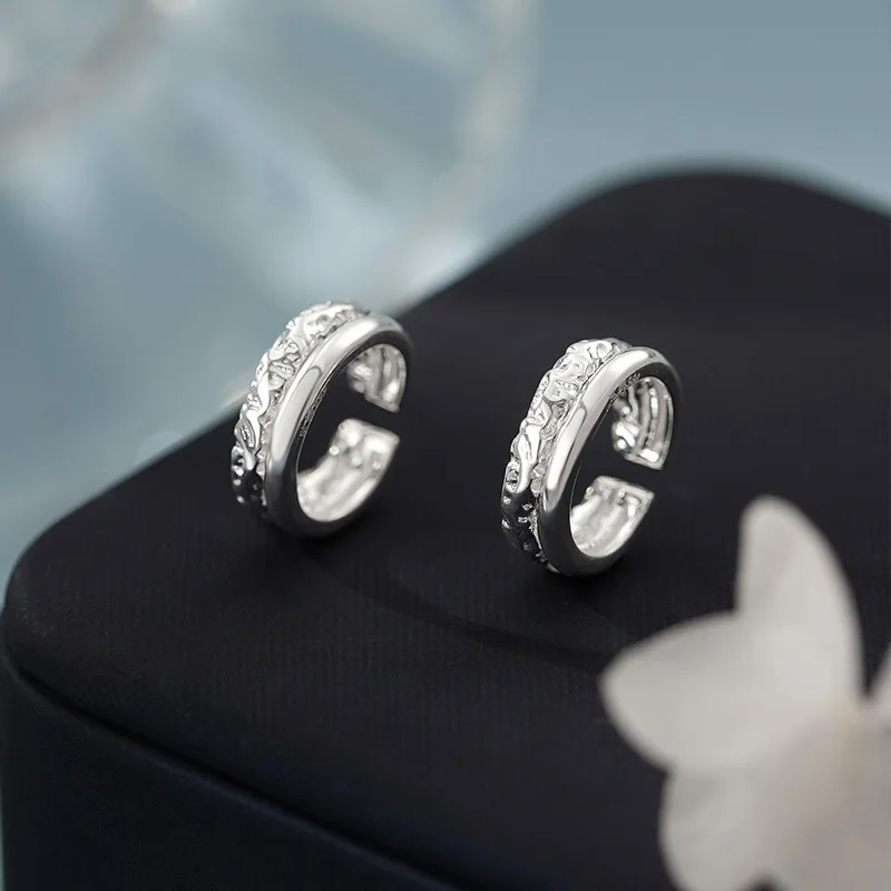 S999 Pure Silver Geometric Ear Cuffs for Women Minimalist Luxury Sweet Cool Style No Piercing Ear Jewelry Elegant Daily Fashion
