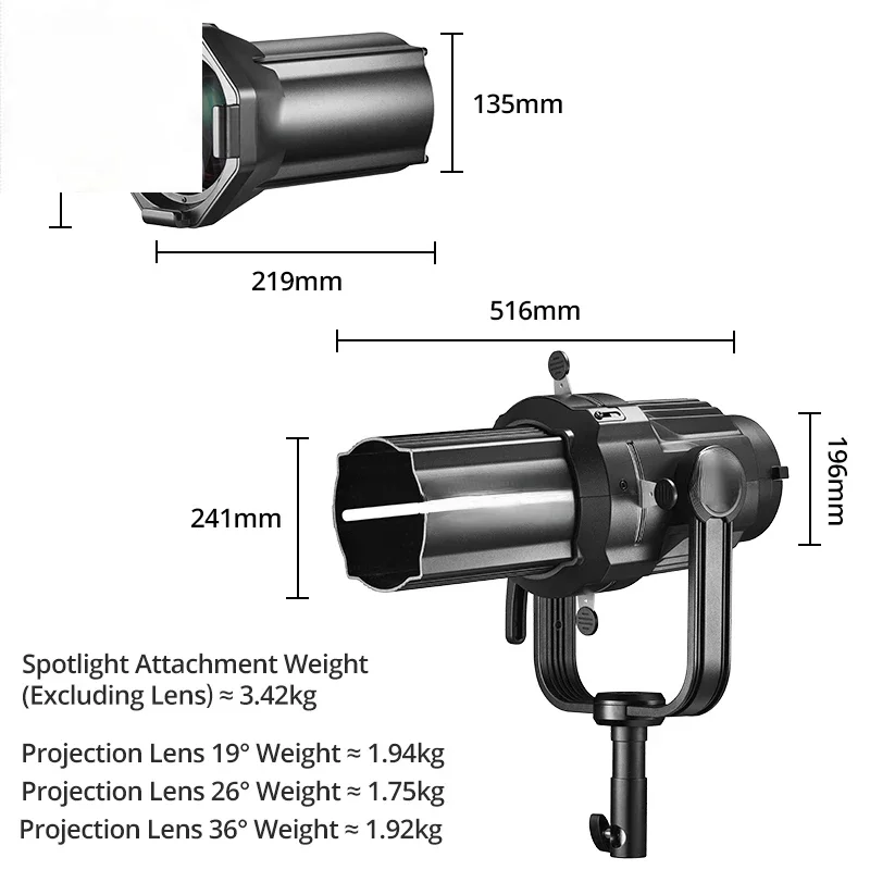 

VSA-19K VSA-26K VSA-36K Spotlight Attachment Conical Snoot Optical Condenser Mount for VL300 SL150II LED Light