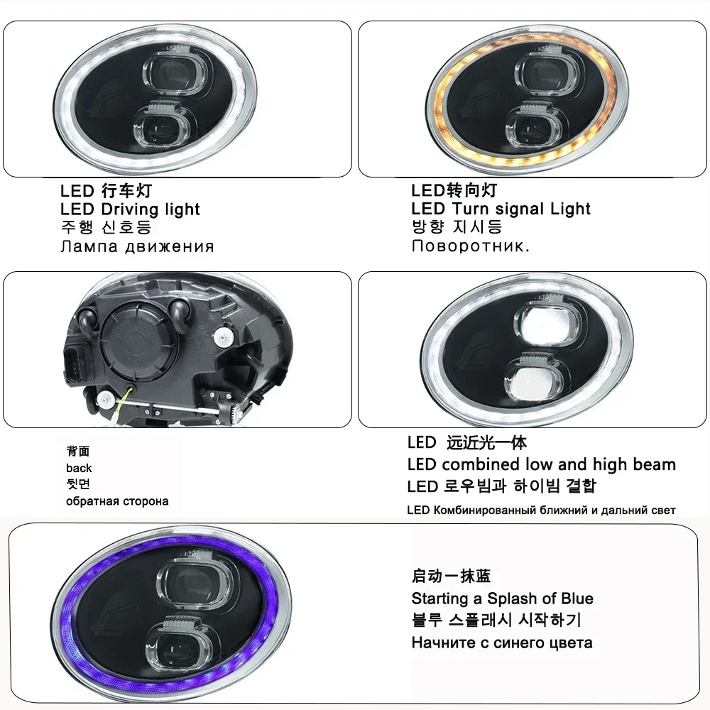 Car Styling For Beetle Headlights 2013-2022 VW Beetle LED Headlight Projector Lens DRL Head Lamp High Low Beam  Accessories