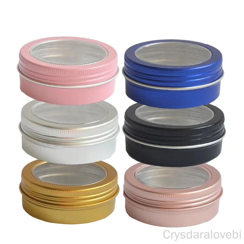 50/20/10Pcs 60g 80g Leere Silber Aluminium Dosen Dosen Mit Fenster Lip Balm Dose kosmetische Behälter Tee Schmuck Lagerung Organizer