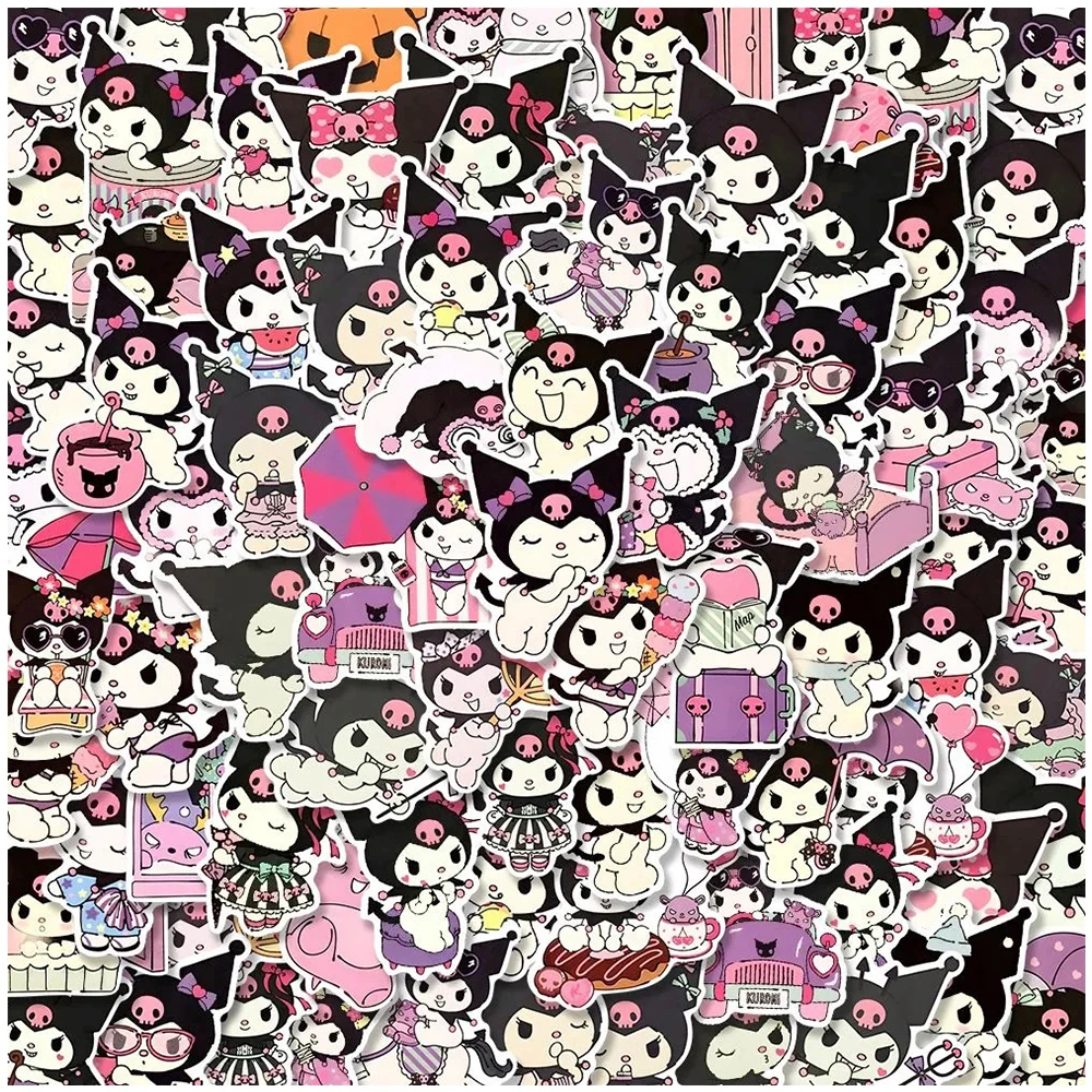 

10/30/56pcs Cute Kuromi Graffiti Stickers Funny Sanrio Anime Decals Phone Case Water Bottle Suitcase Cartoon Kids Sticker Toys