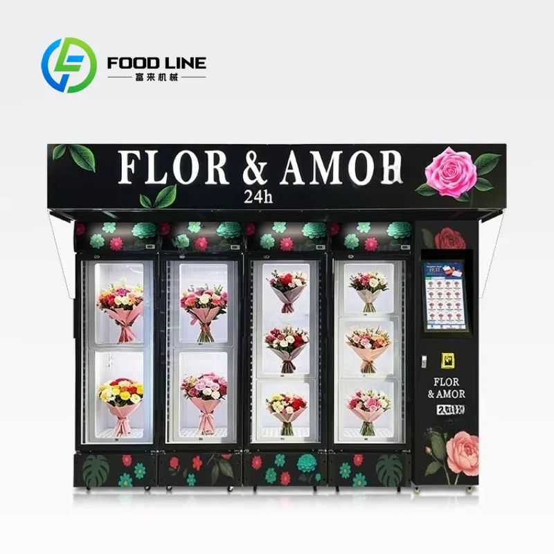 Customize Exquisite Display 10-Grid Flower Vending Machine High-Efficiency Fresh-Keeping Flower Bouquet Vending Machine