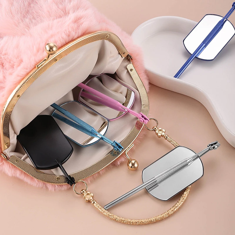 1PC Eyelash Inspection Mirror Makeup Mirror Lash Check Mirror Stainless Steel Moon Shape Beauty Lash Extension Eyes Makeup Tool