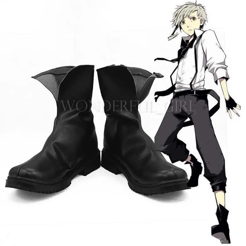 Nieuwe Bungo Zwerfhonden Gewapende Detective Agentschap Nakajima Atsushi Cosplay Schoenen Zwarte Enkellaarsjes Halloween Party Schoenen Anime Schoen