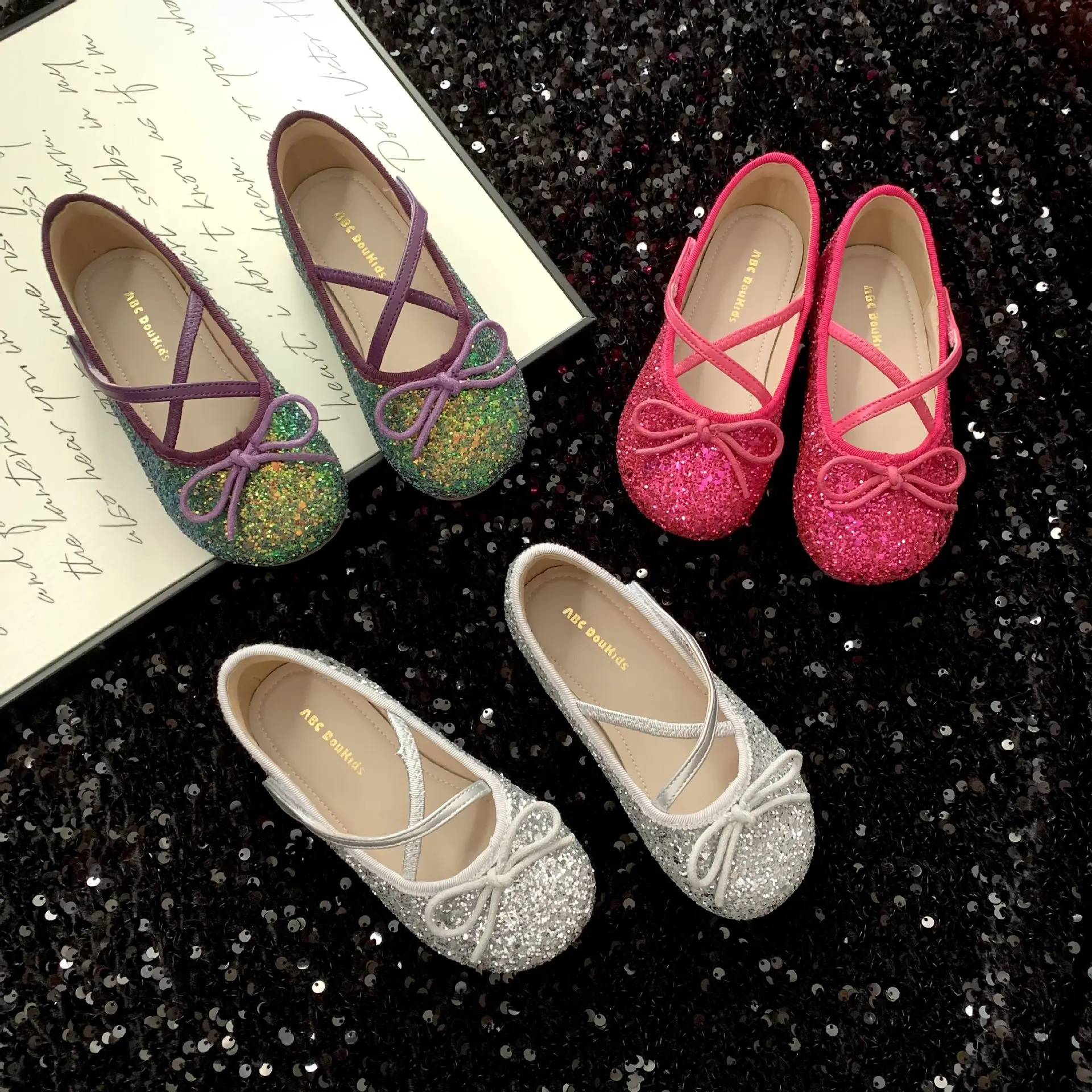 Girls Leather Shoes Cute Bow Rhinestone Crystal Princess Mary Janes Soft Sole Comfort Toddler Baby Dress Shoes