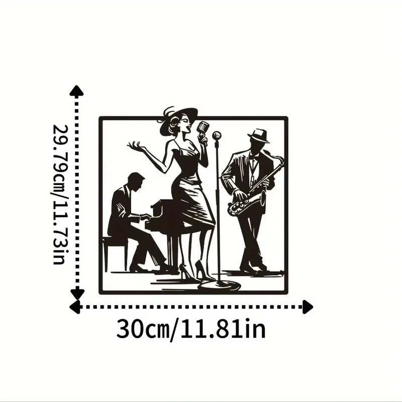 Vintage Multi-Layer Jazz Band Wall Art – Handcrafted Metal Musician Sculpture with Retro Black Finish | Ideal for Home, 1PC