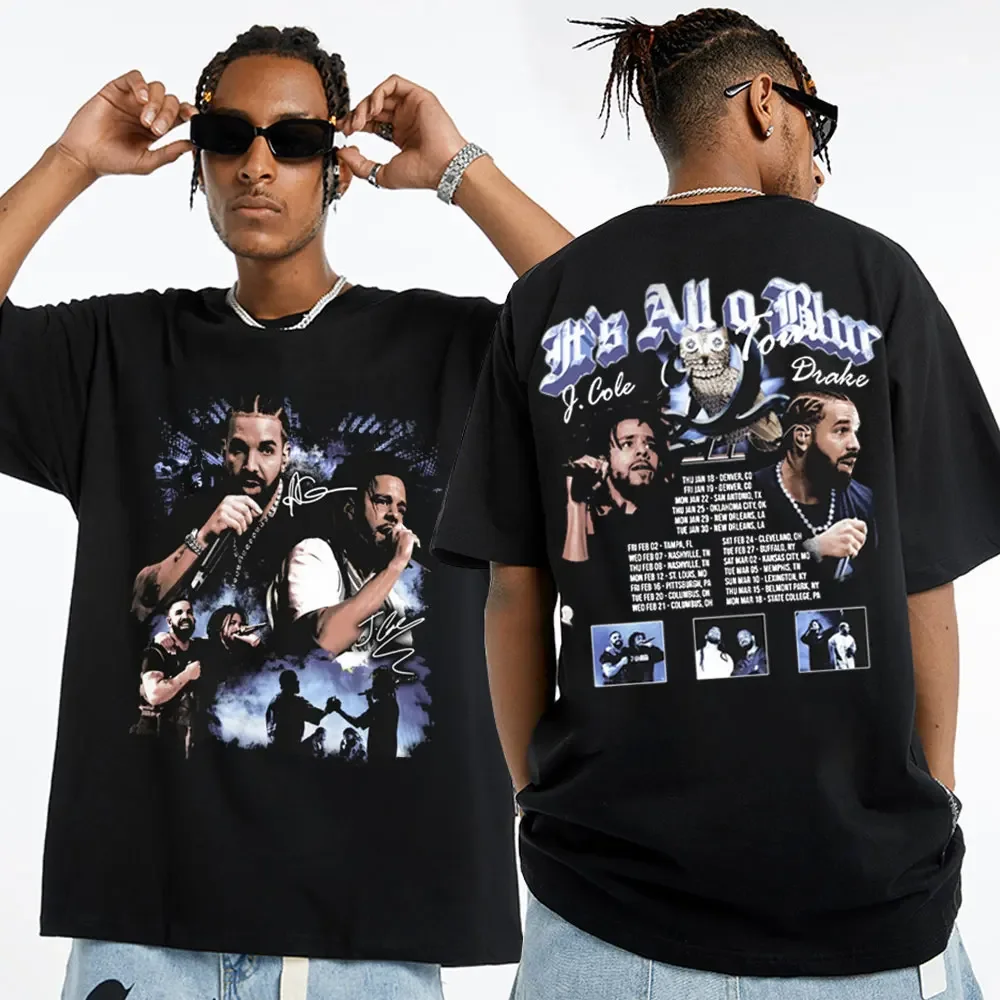 Graphic Drake J Cole Big As The What Tour 2024 T-Shirt Men Women's Oversized Cotton Short Sleeves for Summer Fashion T Shirts