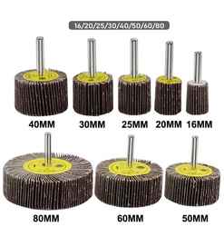 Disque à lamelles abrasif pour perceuse, accessoires Dremel, papier de verre, outils de polissage, tige de 6mm, 16-80mm, grain 80