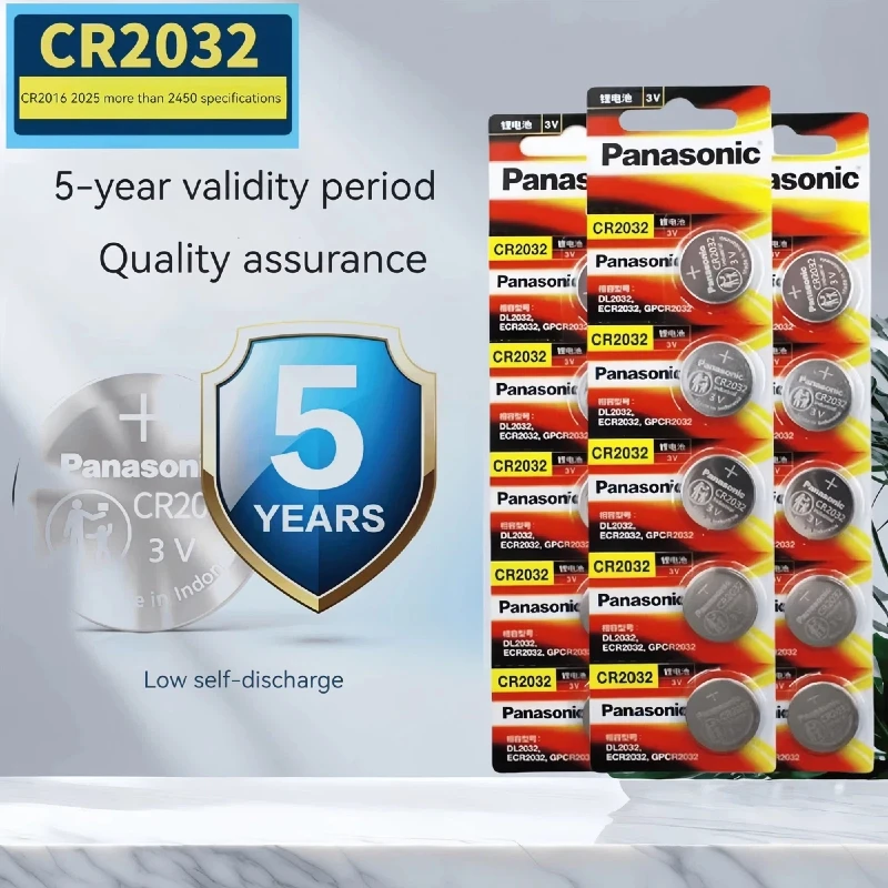 5-100PCS Panasonic CR2032 3V Lithium Button Battery for Car Key Fob Watch Glucose Meter Calculator