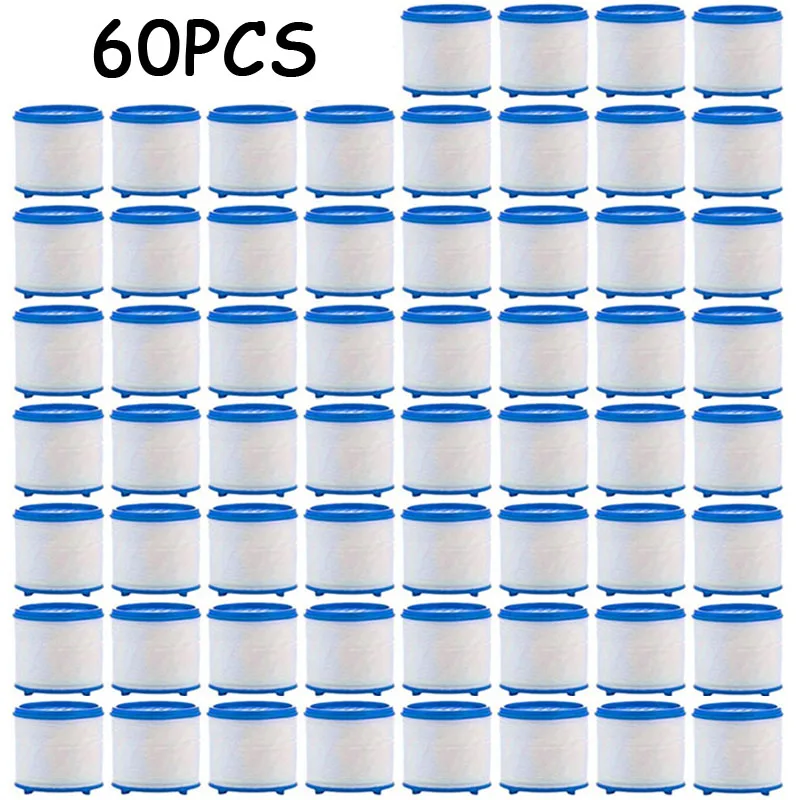 

60PCS Replacement Water Filter Cartridges, High Quality PP Cotton Filter Cartridges for Faucet Shower Head Filtration System