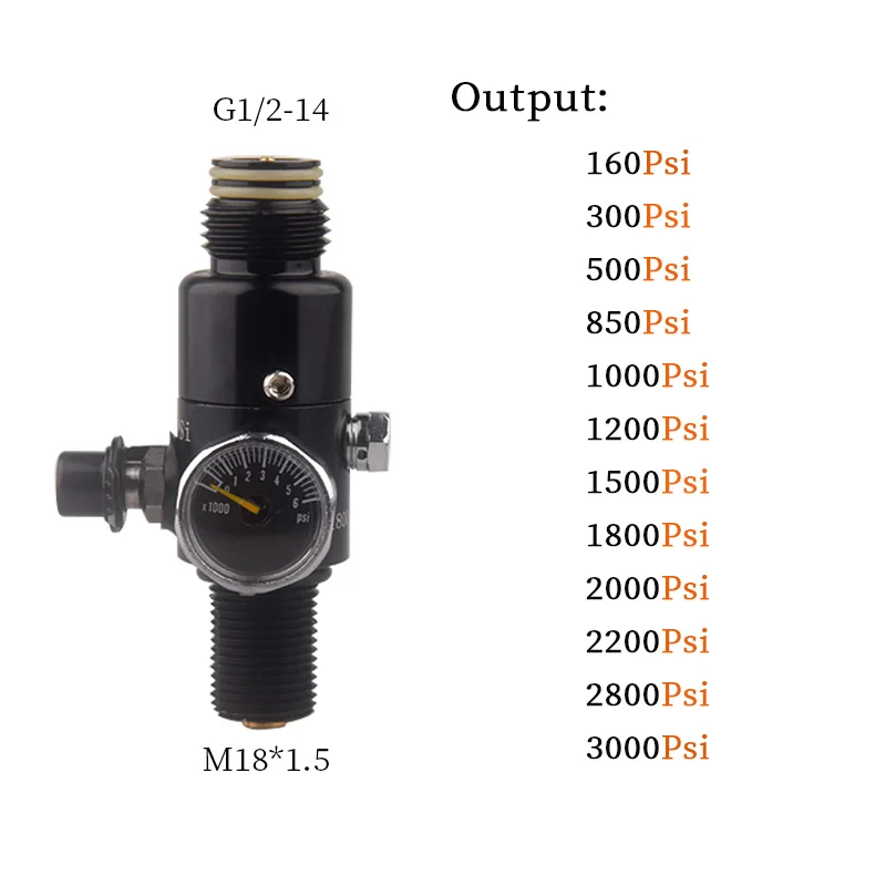 HPA 0.38L/380CC Air Tank Output 160To3000PSI Pressure Relief Valve Gas Cylinder Refill Regulator For CO2 Station Diving Aquarium