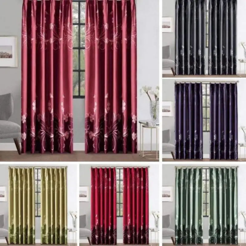 1pcs Luxury Printed Blackout Curtains High-End Home Decor Curtains No Drill Design Shade Cloth for Bedroom Living Room