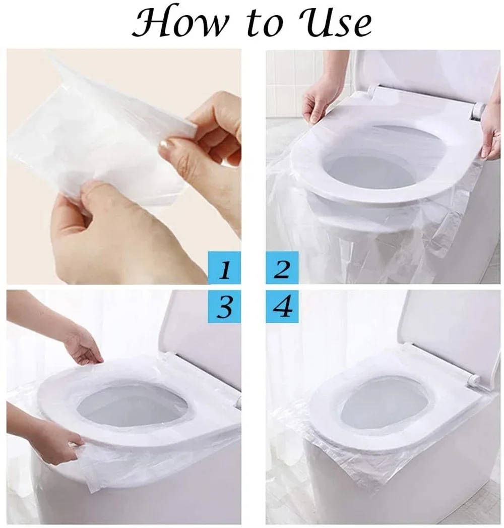 6/50PCS Biodegradable Disposable Plastic Toilet Seat Cover Portable Safety Travel Bathroom Toilet Paper Pad Bathroom Accessories