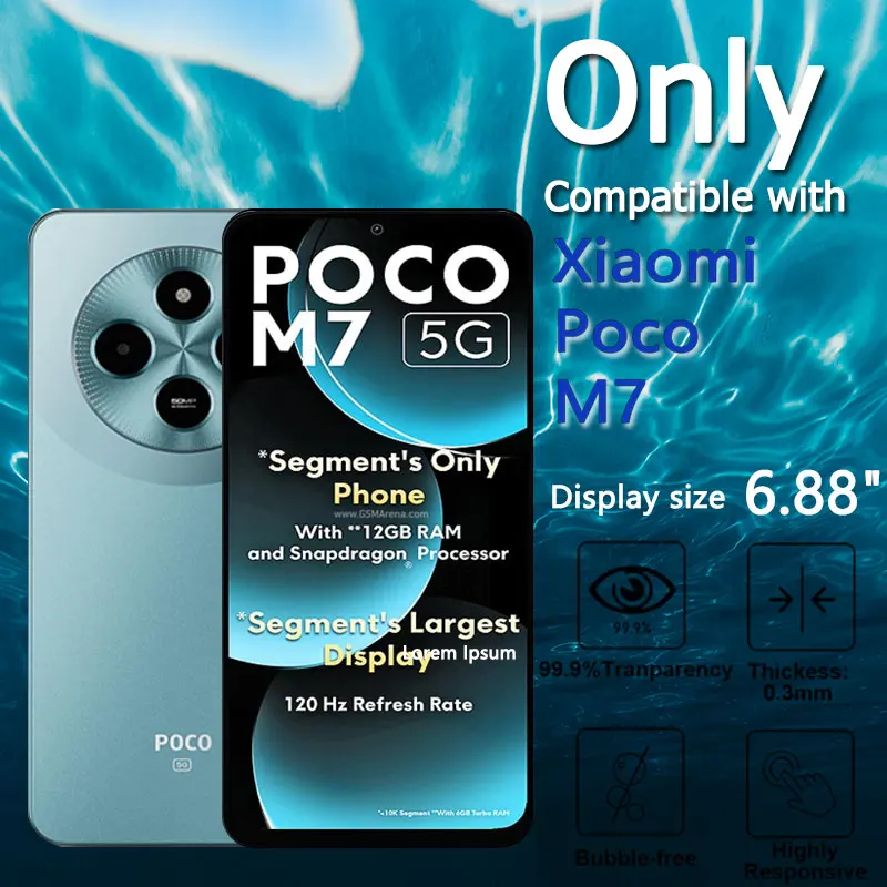 1-4 قطعة حامي الشاشة ل Xiaomi Poco M7 M 7 HD الزجاج المقسى كريستال 9H عالية الألومنيوم المضادة للخدش حافظة بصمة صديقة #4