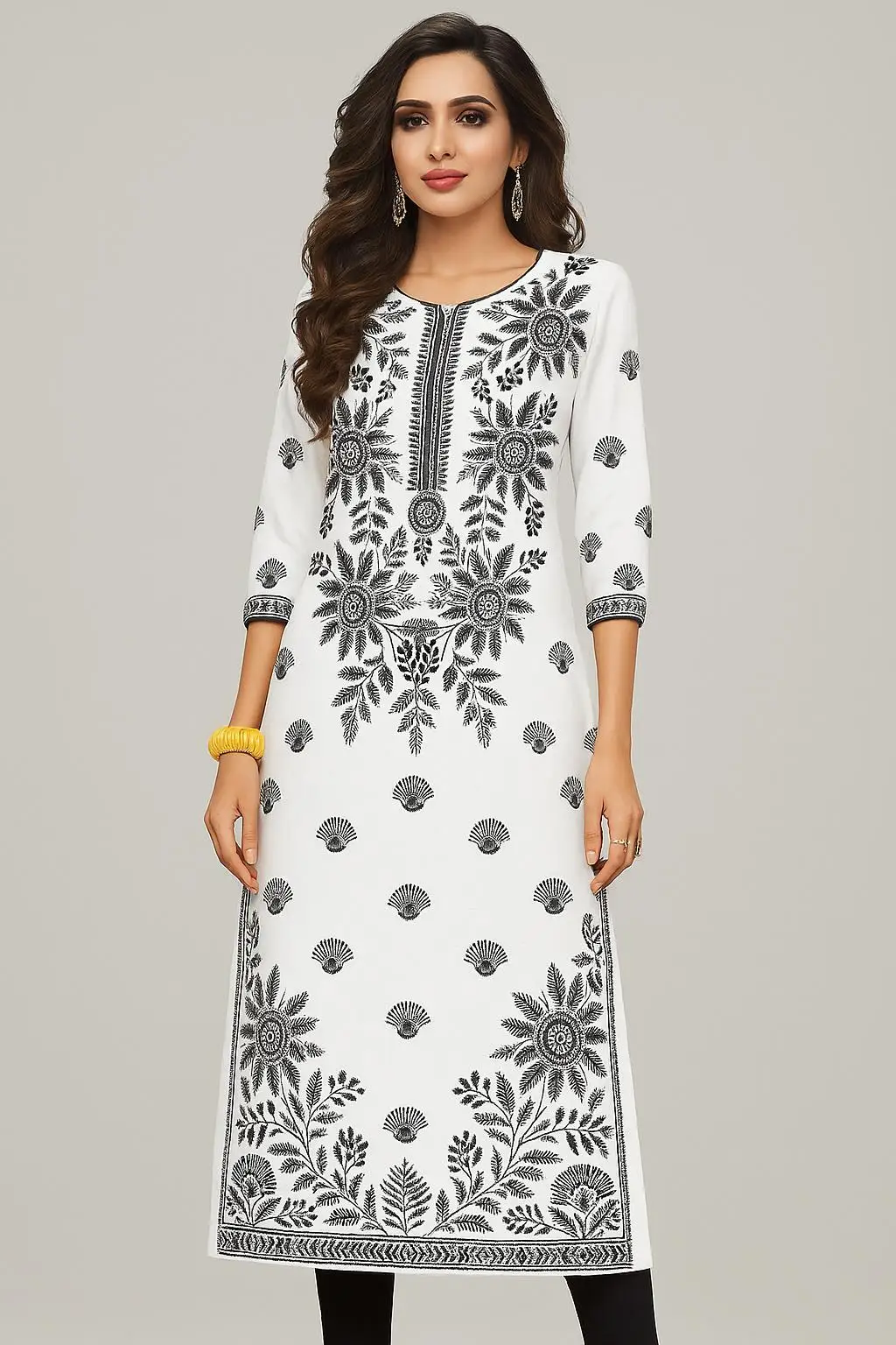 Muslim Dress Kurt Women's Fashionable Elegant National style Straight Tube Casual RSlit Hem Flowers Pattern Noble Skirt 2026
