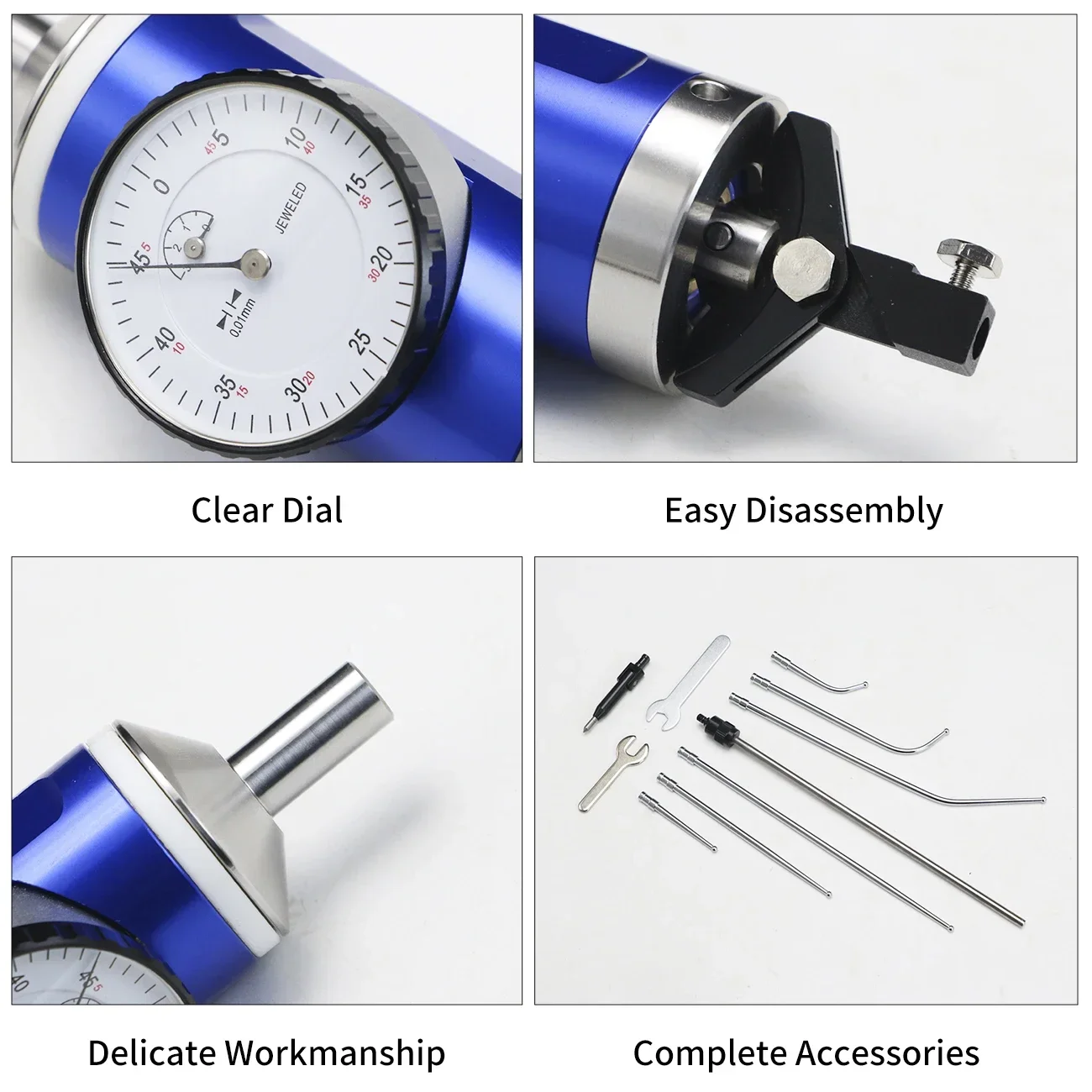 Coaxial Centering Indicator Co-Ax Precision Milling Machine Test Dial 0-3mm 0.01mm Dial Center Indicator Set with Storage Case