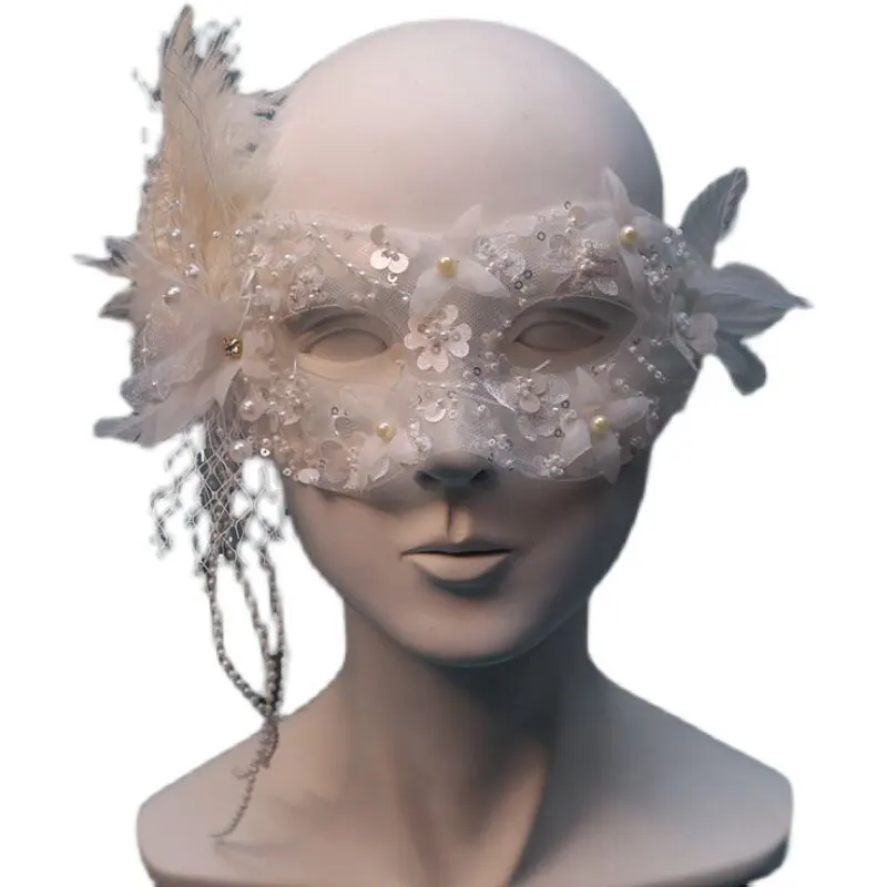 White Lace Sexy Wedding Transparent Lace Bridal Mask Halloween Party Women's Fake Mask Fashion Half Face 5