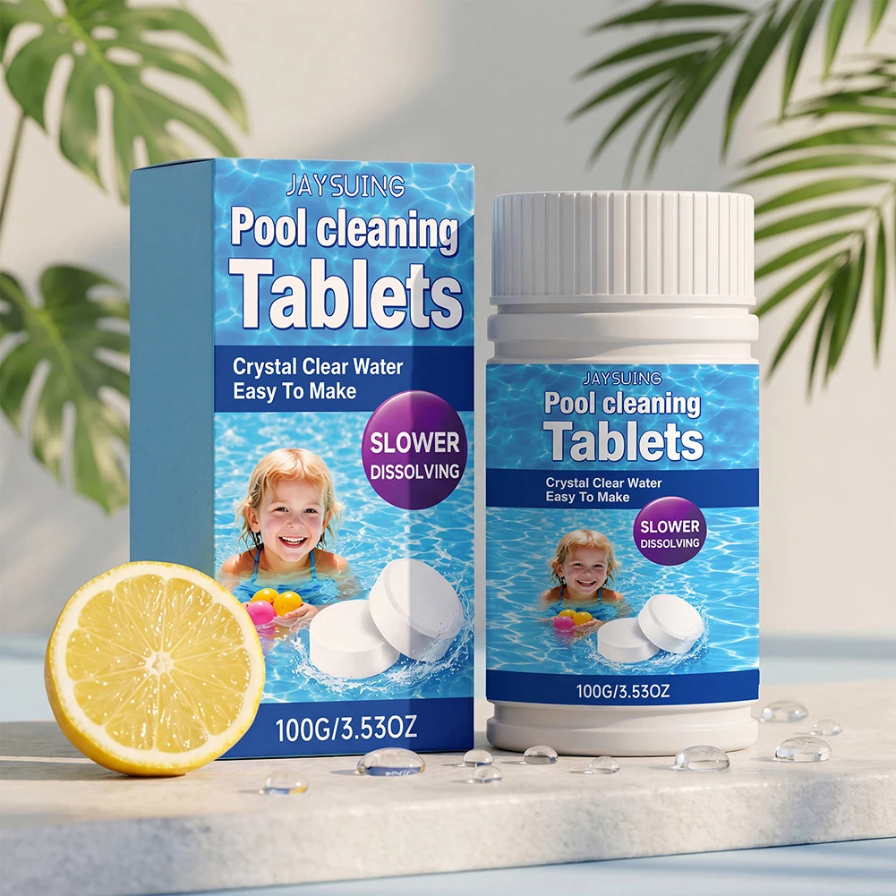 Tabletas de limpieza para piscinas, tabletas de cloro para jacuzzi y spa, clarificador algicida de larga duración que mantiene las cristales del agua limpias para todas las piscinas