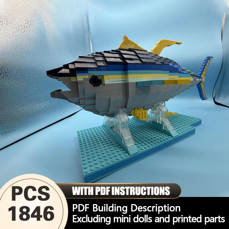 

Creators Animal Series Model MOC Building Bricks Yellowfin Tuna With Stand Modular Technology Gifts Assemble Children Toys Suit