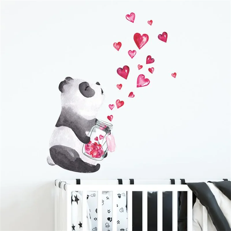 

Cute Panda Love Wall Stickers 1PCS Removable Self-Adhesive Mural for Children's Bedroom Home Decor