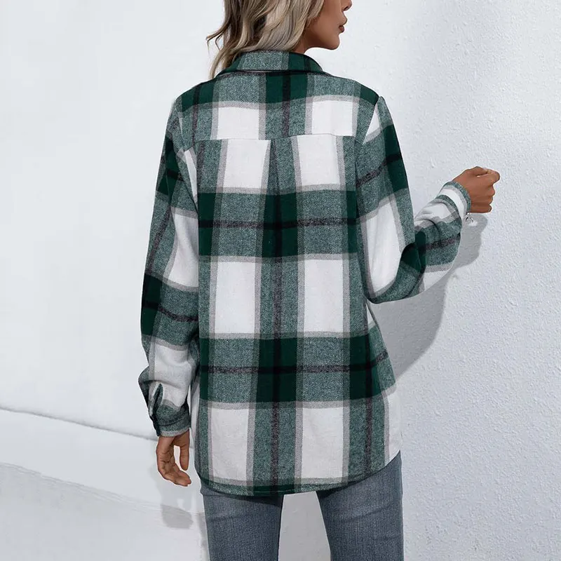 Loose Casual Shirt Coat 2023 Fashion Comfortable Autumn/Winter Long Sleeve Thickened Cashmere Plaid Top