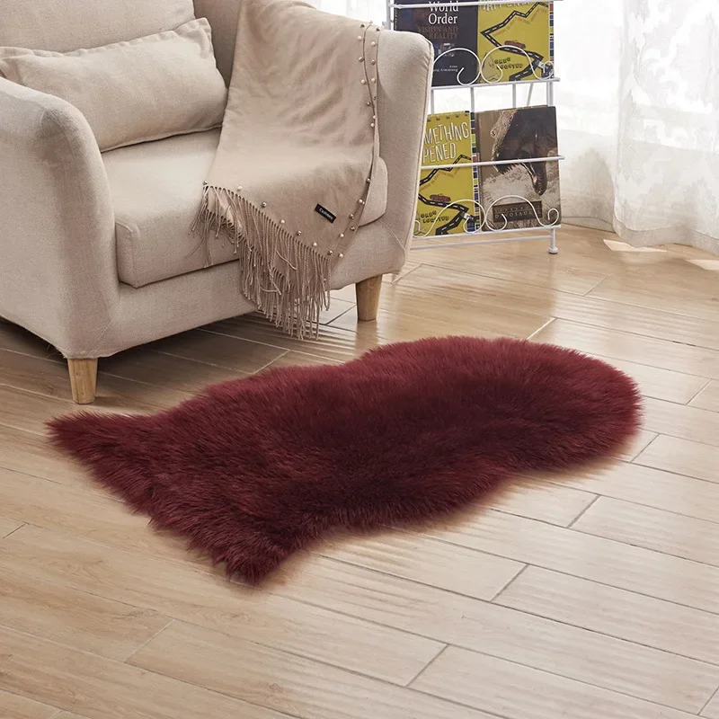 NONE Weißer weicher künstlicher Schaffell teppich zotte liger Stuhl bereich Teppich bezug Kunst fell flauschige Fußmatten für zu Hause Wohnzimmer Schlafzimmer 4