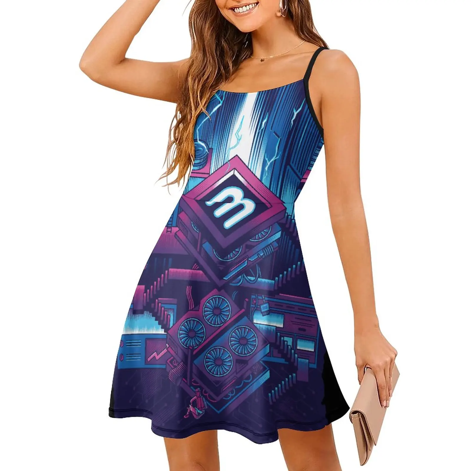 Robe à Bretelles pour Femme, Tenue de Crypto-monnaie, Bitcoin, Meme Vs Art 10, Graphique Humoristique, Offre Spéciale, Sexy, Vacances