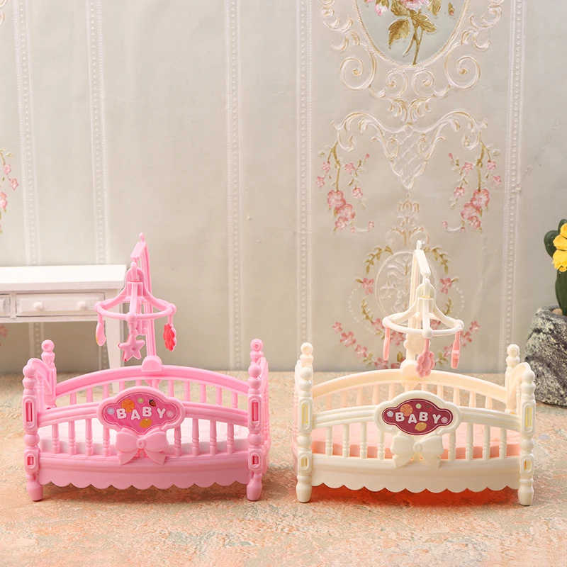 1/12 Dollhouse Simulation Mini Crib Baby Bed Model Dollhouse Bedroom Furniture Decoration Dolls House Accessories