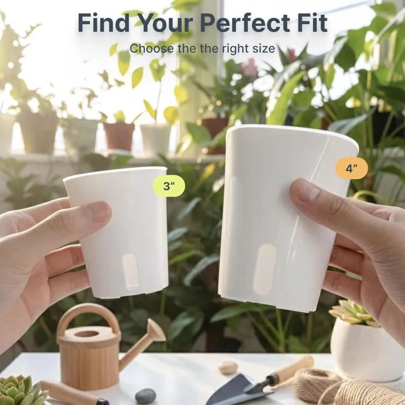 

【СПЕЦПРЕДЛОЖЕНИЕ】8 комплектов 4-дюймовых самополивающихся горшков для всех комнатных растений и цветов с индикатором уровня воды и вентиляционным отверстием