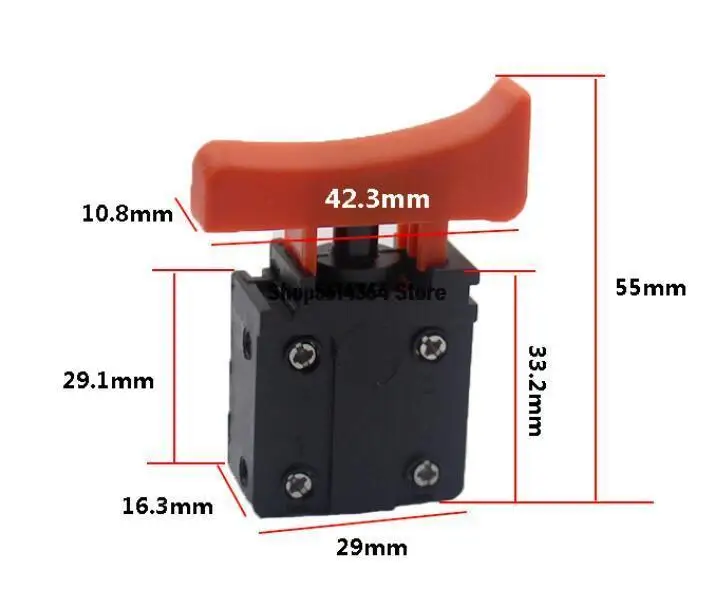 FA3-10/2D AC 250V 10A DPST NO Momentary Electric Power Tool Trigger Switch Black Orange