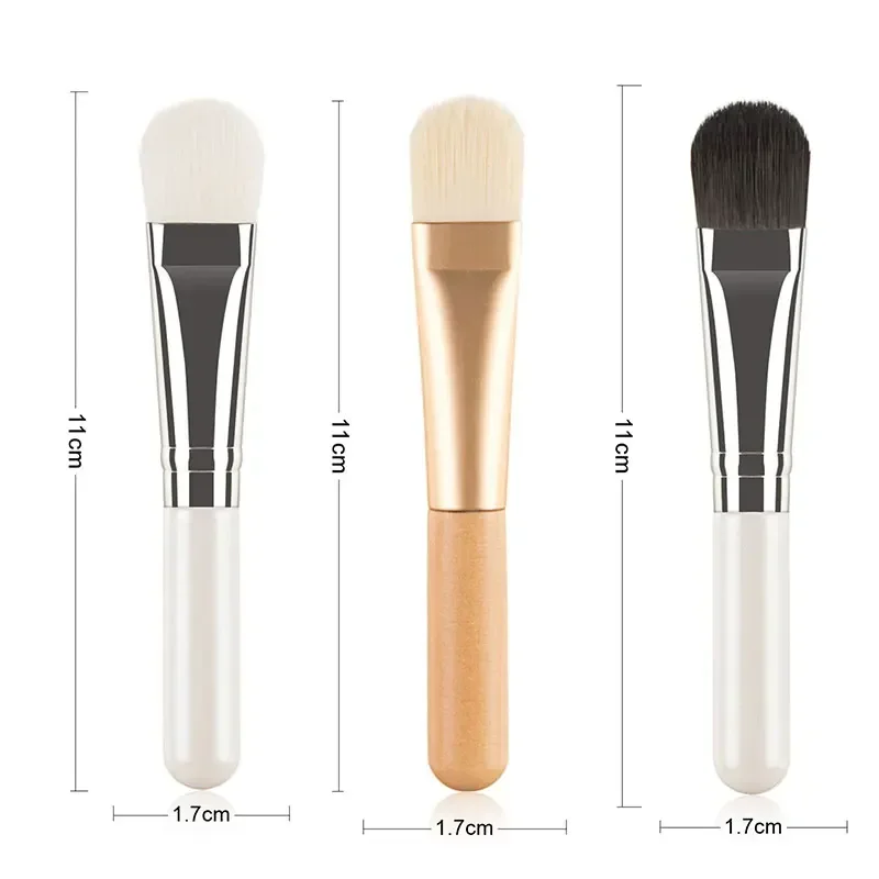 Pincéis de máscara facial com cabo de madeira, base líquida plana, aplicador de pincel de maquiagem, creme, liquidificador, cuidados com a pele, ferramentas de beleza