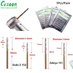 5Pcs FG Dental Tungsten Carbide Burs Zekrya Drill Endo Z Polishing Surgical Bone Cutters Bit For Dentistry High Speed 25mm/28mm