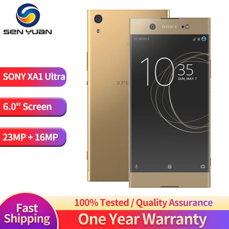 Oryginalny smartfon Sony Xperia XA1 Ultra odblokowany Pojedynczy/podwójny GSM Sim LTE Android Octa Core RAM 4GB ROM 32GB 6.0\