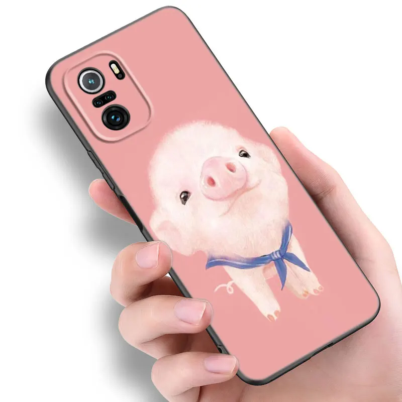 Cute Mini Pet Pig Black Silicone Phone Case For Xiaomi Mi 9 SE 8 10 10T 11 12 13 Lite 9T 11T 12S 12T 13T 14 Pro 5G NE 11i 12X