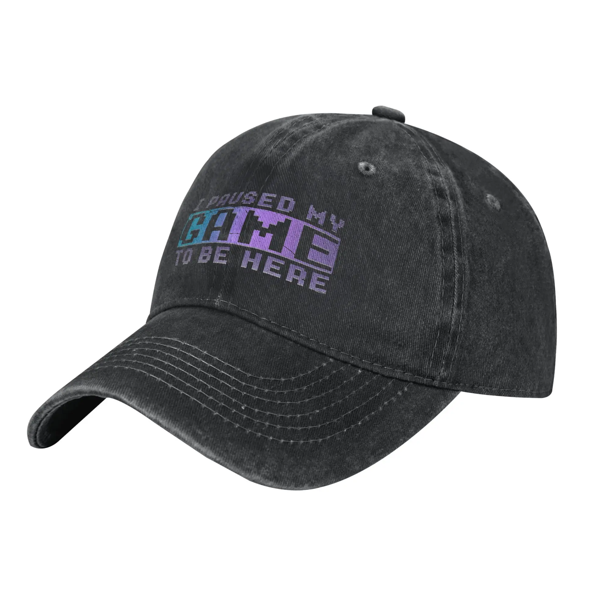 Unisex I Paused My Game To Be Here Printed Hat Vintage Distressed Denim  Baseball Cap Adjustable