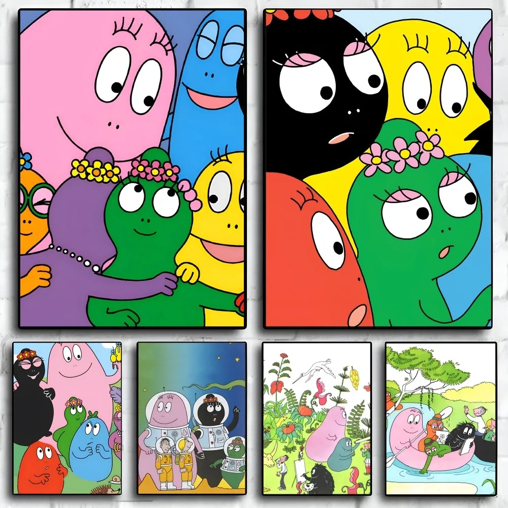 1PC Anime B-Barbapapa Poster Self-adhesive Art Waterproof Paper Sticker Coffee House Bar Room Wall Decor