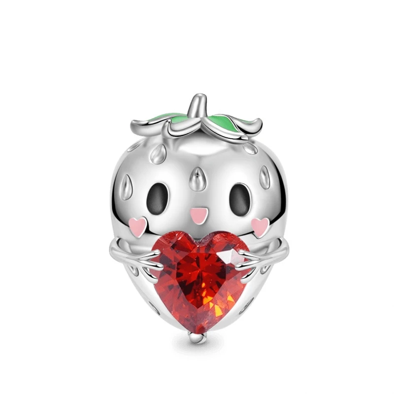 Embraces Heart Gemstone Series Lovebirds，Rabbit，Wolf Charm Bead Fit Original 925 Sterling Silver Bracelet Women Jewelry