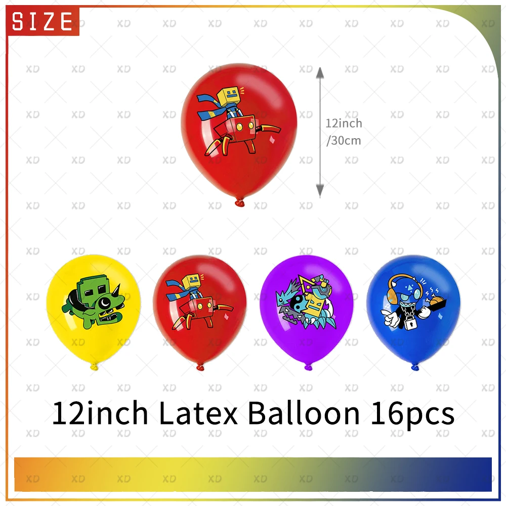 Geometry Dash Themen-Geburtstagsparty-Dekoration Hintergrund-Ballon-Set Kuchendekoration Banner Hintergrund-Zubehör Geschenke für Jungen und Mädchen – Detail 3