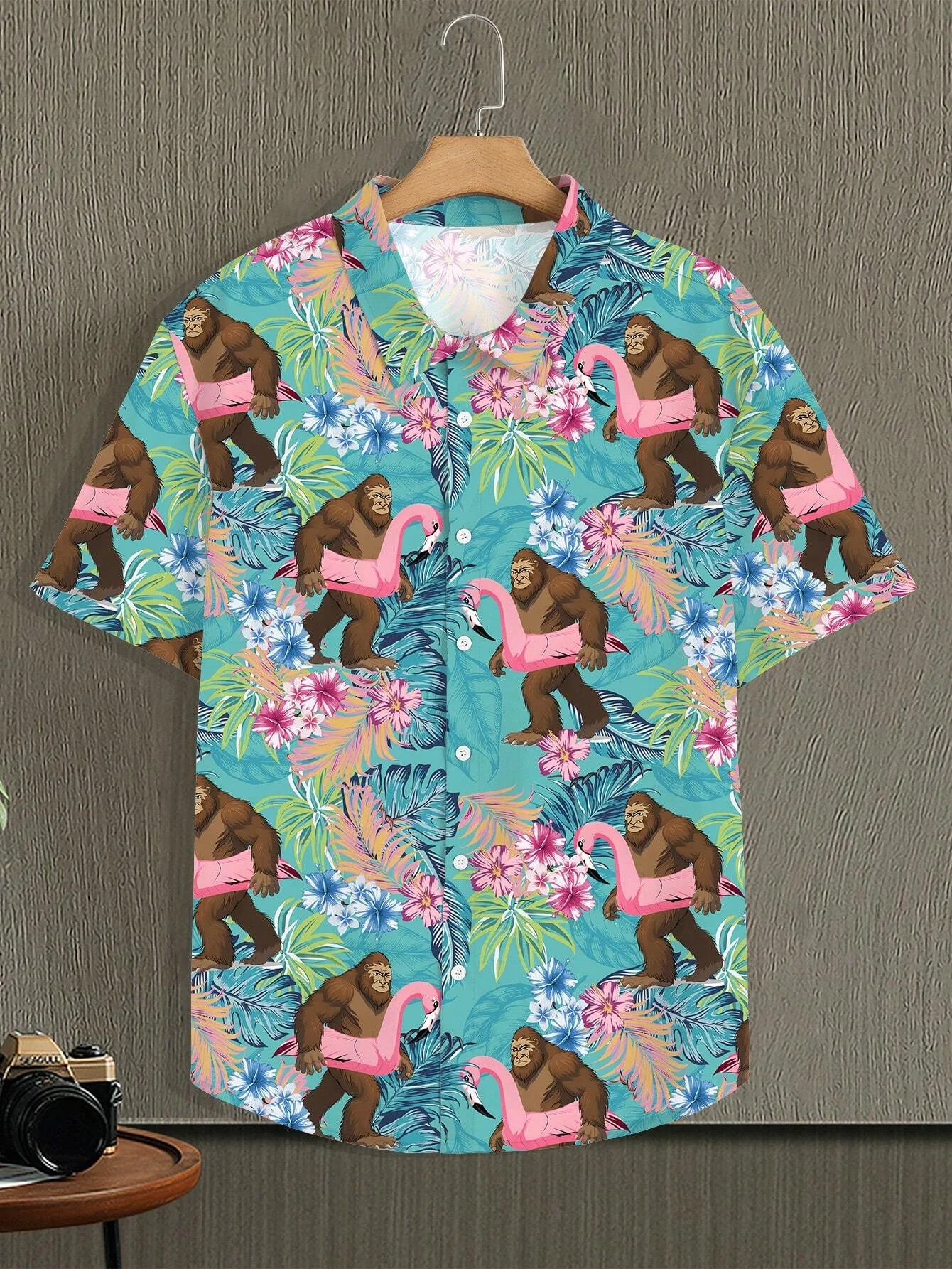 Camicie da uomo Hawaii Purple Beach Gorilla Graphic Shirt 2024 Summer New Hawaiian Turndown Button manica corta Fashion Street