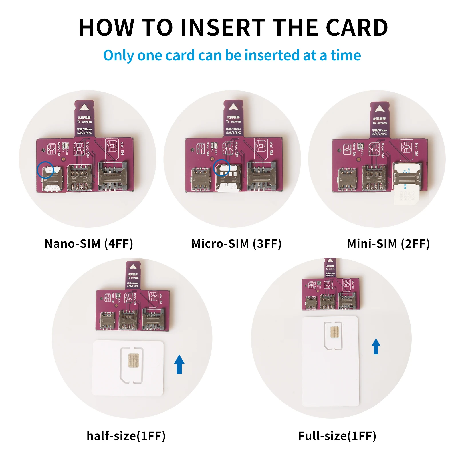 Per iPhone SIM card Adattatore per slot per schede esterne 4in1 Cambio rapido per schede Supporto per lettore di schede SIM per iPhone Reboot gratuito Nano