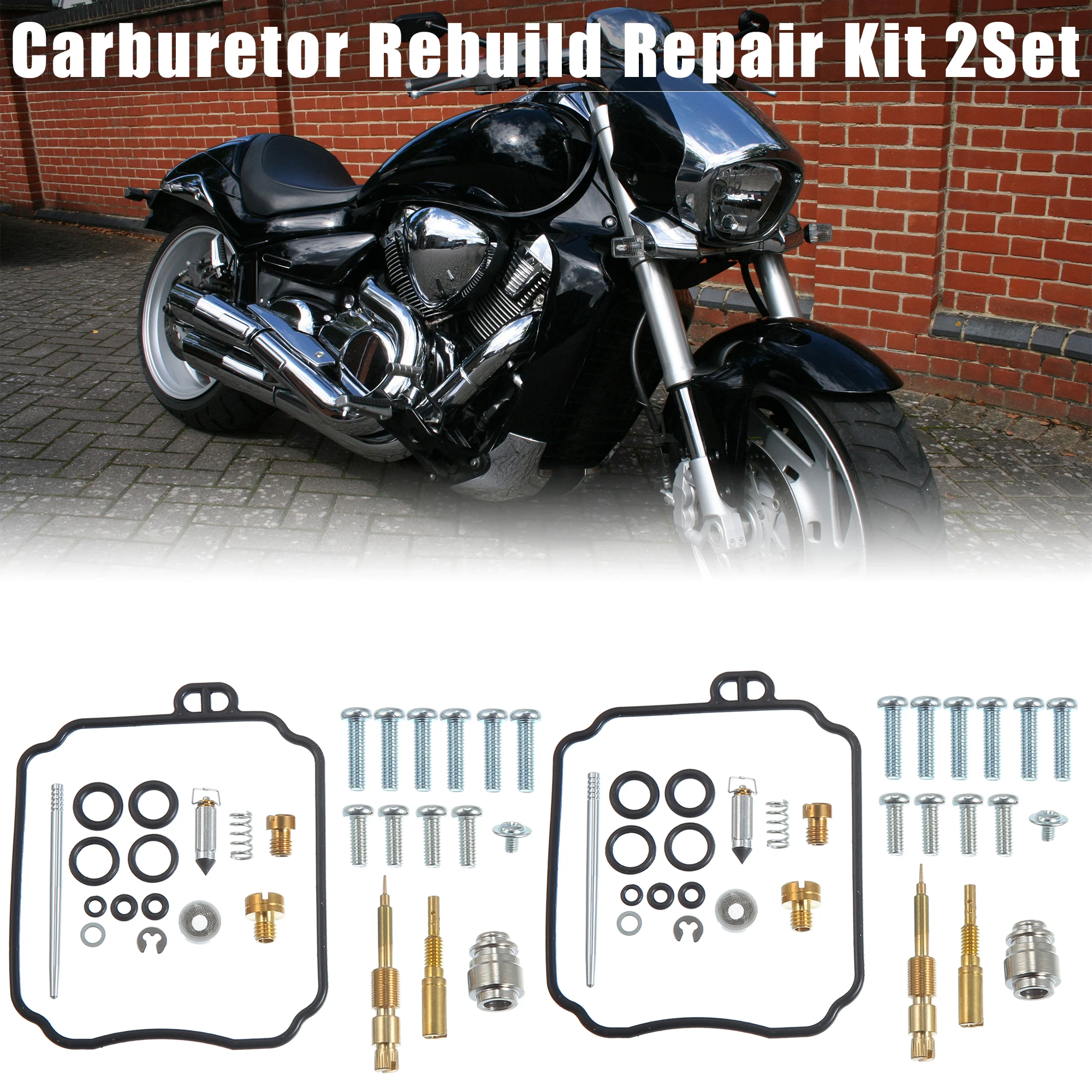 Motoforti 2 Set Carburetor Repair Rebuild Repair Parts for Yamaha XVS650 V-Star 2006 2007 2008 2009 2010 2011 2012 2013-2016