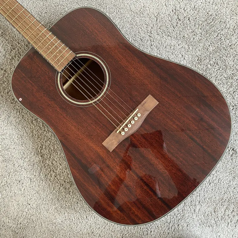 J733 Logo‑Removed Solid‑Top Folk Acoustic Guitar, 41‑Inch, Natural Finish, Mahogany Body, Stock Clearance Special Offer