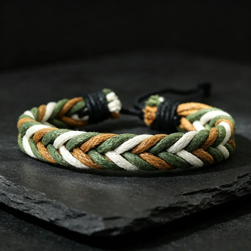 Men's Braided Rope Bracelet Adjustable Handmade Woven Cord