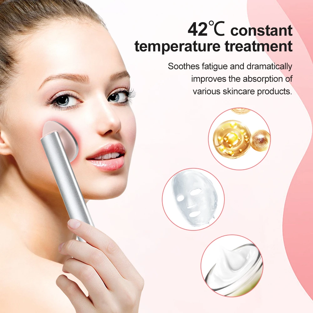 EMS Facial Wand Eye Beauty Instrument Microcurrent Red Light Hot Compress Rotatable Eye Massage Facial Lifting Skin Tightening