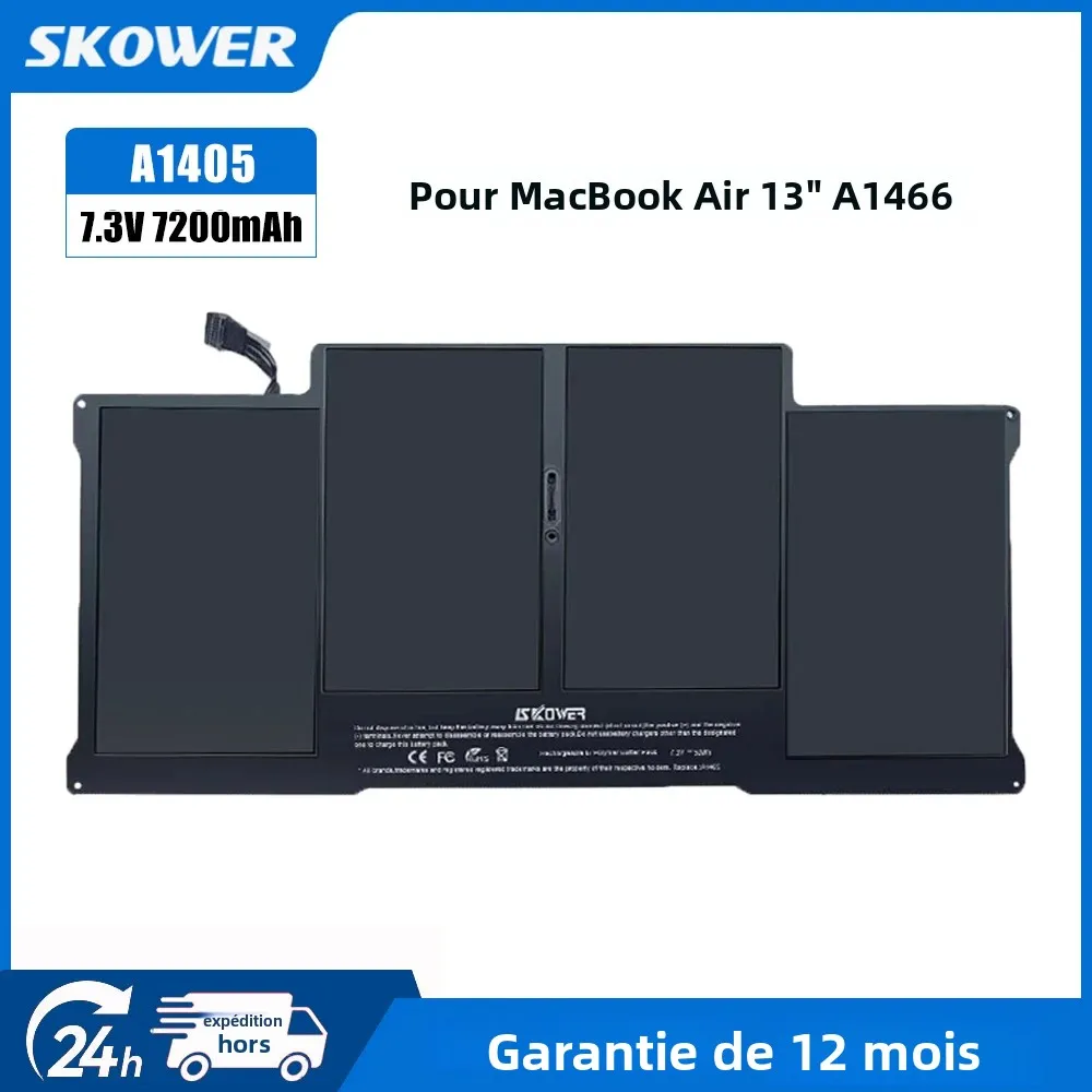 Batterie d'ordinateur portable SKOWER pour Apple Macbook Air 11 13 pouces A1466 A1370 A1369 A1465 Remplacement A1375 A1406 A1405 A1377