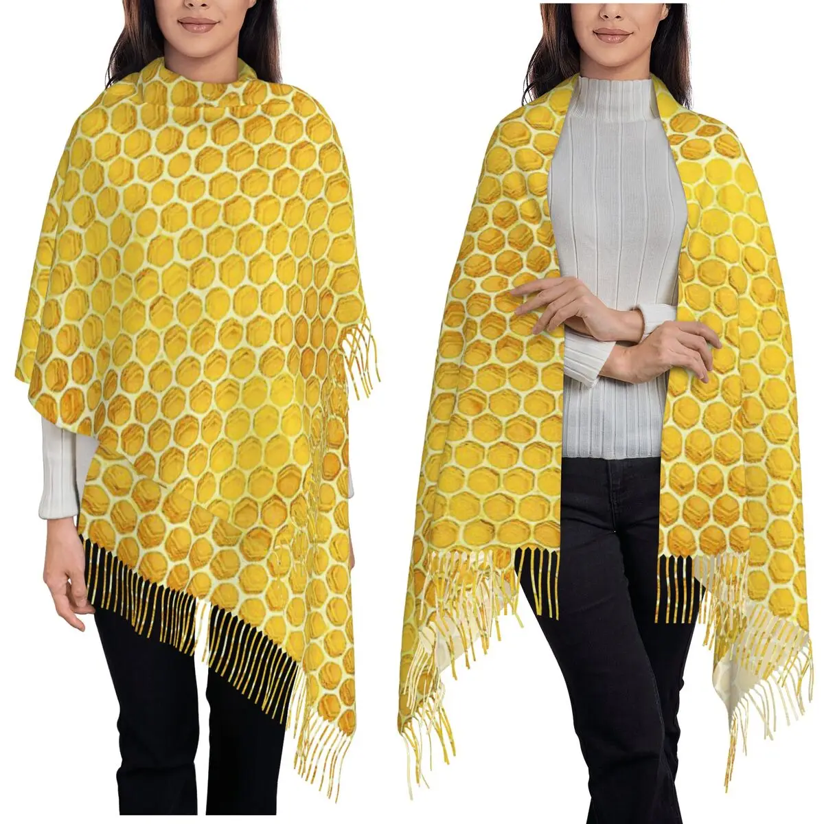 Милый сотовый шарф с кисточками для женщин, мягкие теплые шали и накидки, большая осенне-зимняя шаль
