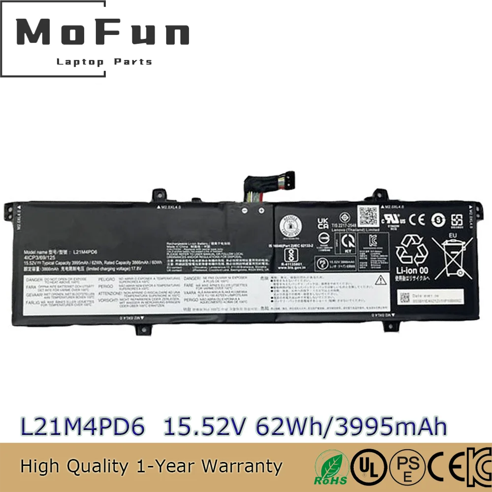 

Оригинальный аккумулятор для ноутбука L21M4PD6 15,52 В 62 Втч для Lenovo ThinkBook 14 G4 + IAP ARA L21C3PD5 L21M3PD5