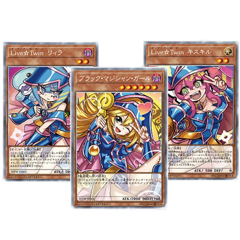 3Pcs/Set Yu Gi Oh Cards COS Black Magician Girl Evil Twin Anime Game Characters ACG Collection Color Brushed Flash Card DIY Toys