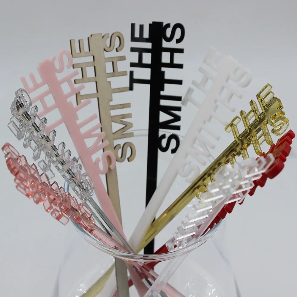 YS02 12/30/50/80PCS Personalized Drink Name Stirrers Swizzle Sticks Cocktail Party Bar Stir Sticks Wedding Drink Sticks